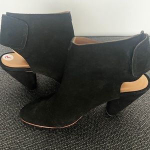 A Detacher Ankle Booties - Open Heel - Black Suede - US Women's 7